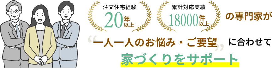 専門家が“一人一人のお悩み・ご要望”に合わせて家づくりをサポート