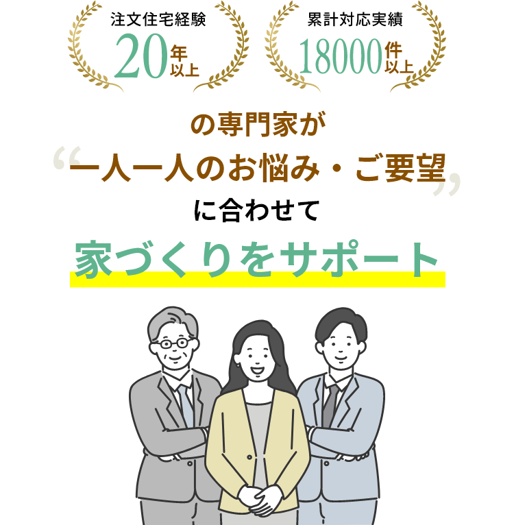 専門家が“一人一人のお悩み・ご要望”に合わせて家づくりをサポート